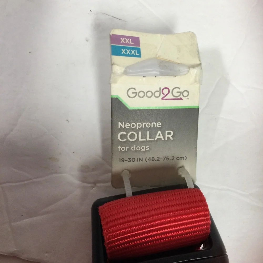 Good2Go Red Neoprene Collar for Dogs w Black Accents 19-30in New